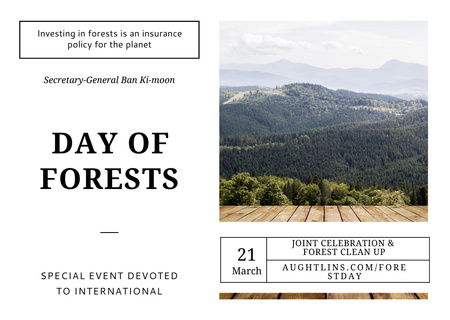 International Day of Forests Event Scenic Mountains Postcard Design Template