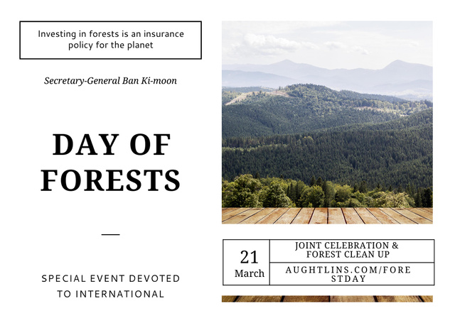 International Day of Forests Event Scenic Mountains Postcard Šablona návrhu
