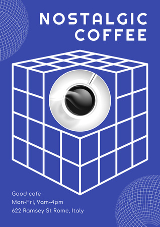 Psychedelic Ad of Coffee Shop Poster A3 Design Template