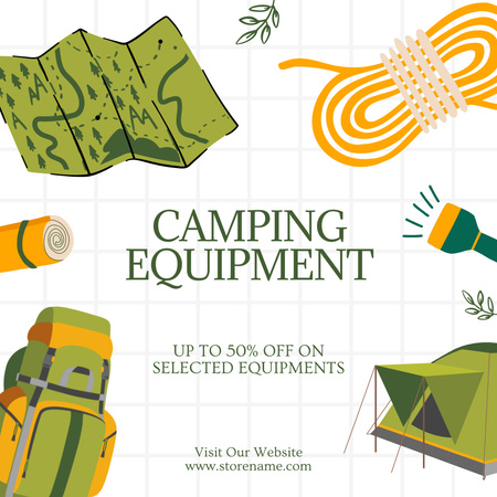 Awesome Camping Equipment At Discounted Rates Offer Instagram AD Design Template