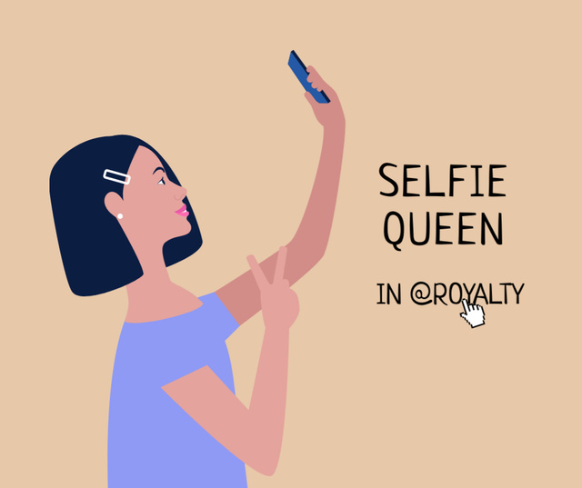 Stylish Girl Making Selfie with Phone Facebook Modelo de Design