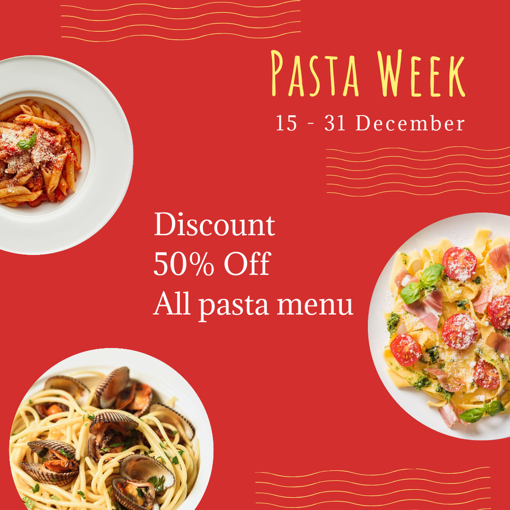 Special Weekly Discount on Italian Pasta Instagram Tasarım Şablonu