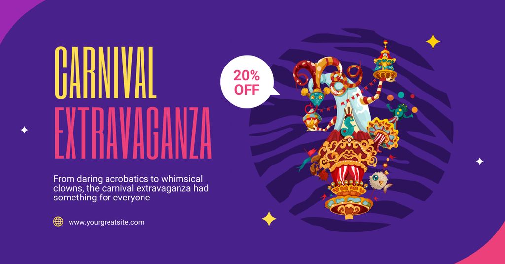 Best Carnival Extravaganza With Discount On Admission Facebook AD Design Template