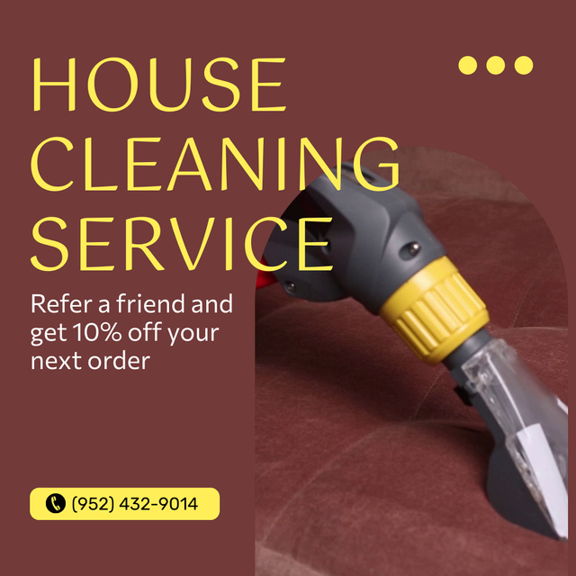 House Cleaning Service With Discount And Vacuum Cleaning Animated Postデザインテンプレート