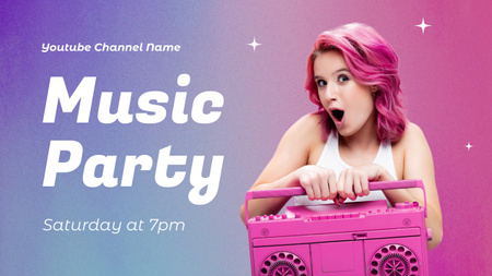 Bright Announcement of Music Party Youtube Thumbnail Design Template