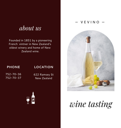 Wine Tasting with Bottle of White Wine Brochure Din Large Bi-fold Design Template