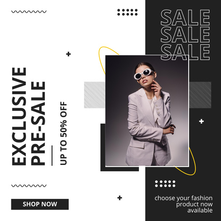 Exclusive Pre-sale Announcement with Woman in Grey Jacket Instagram tervezősablon