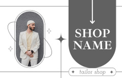 Tailor's Shop Ad Layout with Photo on Grey