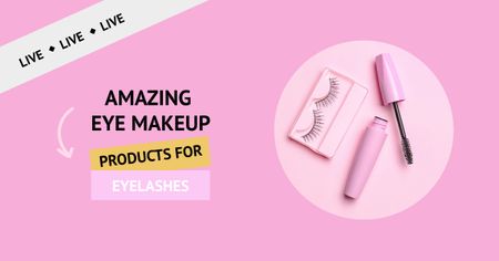 Eye Makeup products in pink Facebook AD Tasarım Şablonu