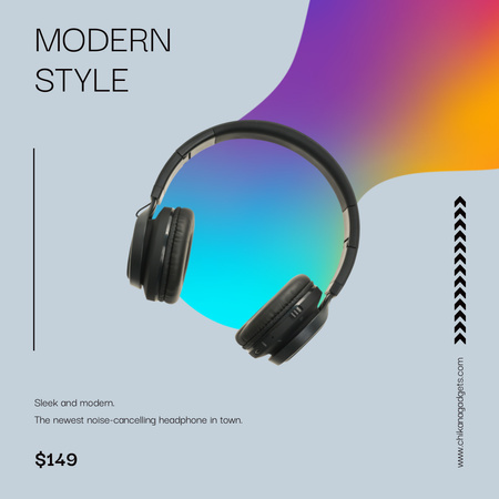 Ontwerpsjabloon van Instagram AD van Aanbiedingsprijzen voor moderne stijlvolle hoofdtelefoons