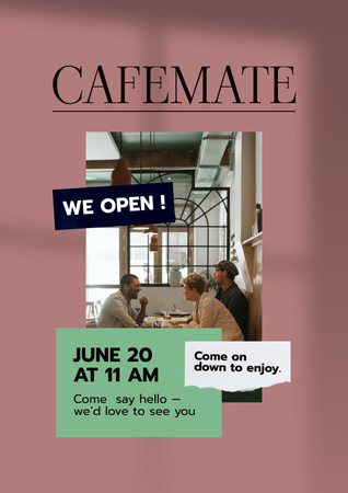 Cafe Opening Announcement Poster Design Template