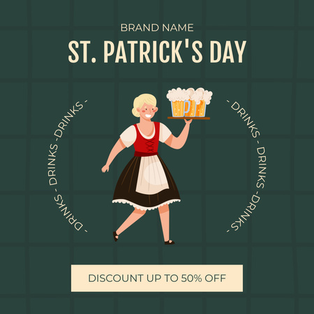 Szent Patrik napi italkedvezmény hirdetmény Instagram tervezősablon