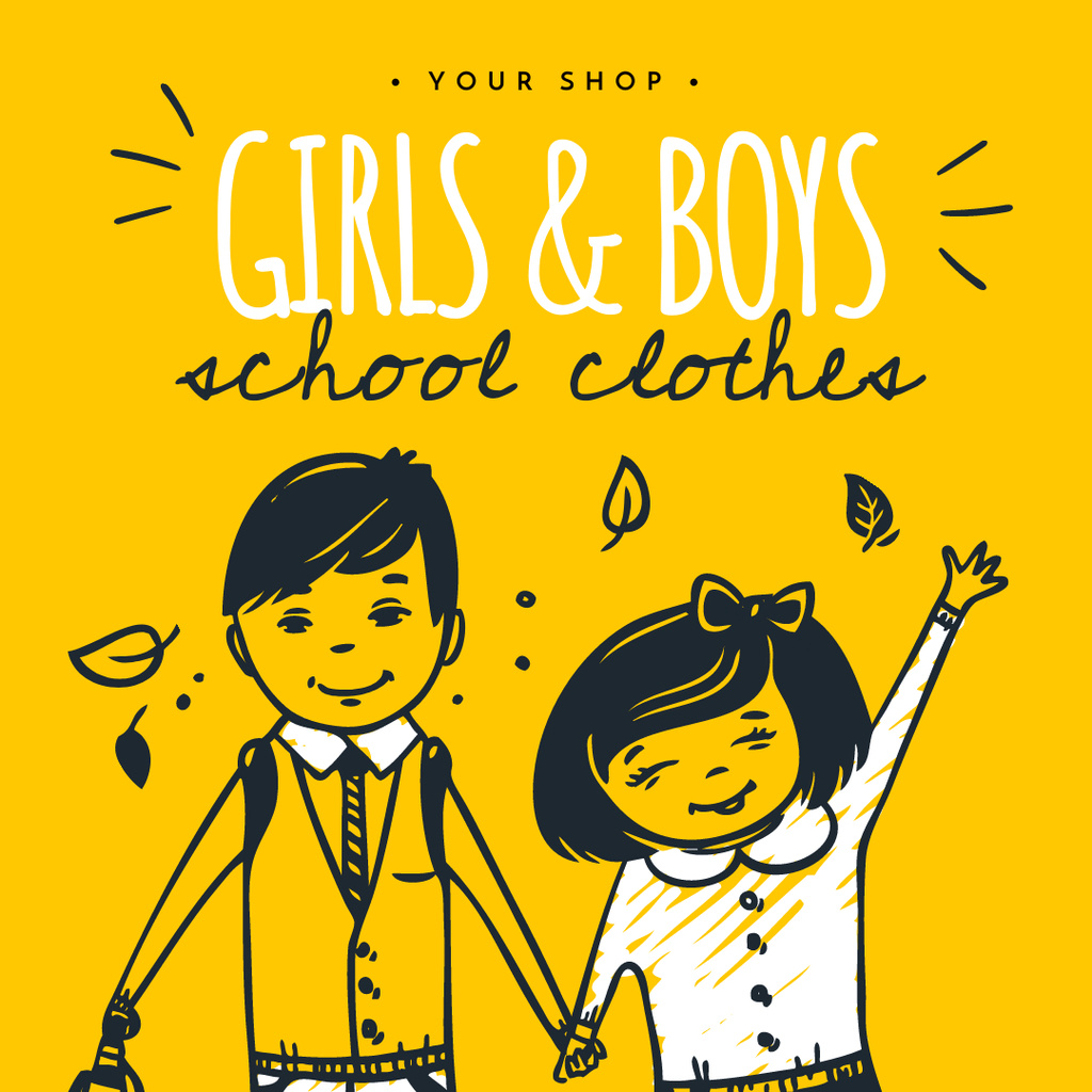 Back to School Offer with Illustration of Pupils Instagramデザインテンプレート