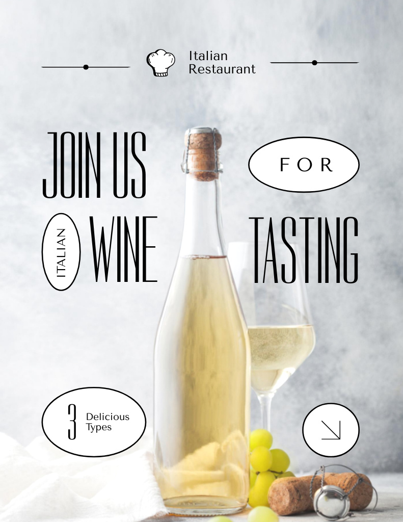 Announcement of Wine Tasting Event with Bottle Flyer 8.5x11in Design Template