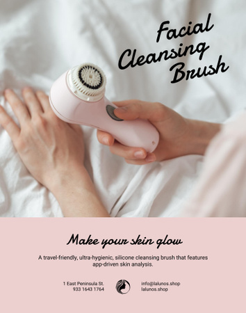 Platilla de diseño Special Offer with Woman applying Facial Cleansing Brush Poster 22x28in