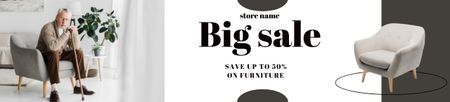Gray Hair Man for Big Sale of Furniture Ebay Store Billboard Design Template