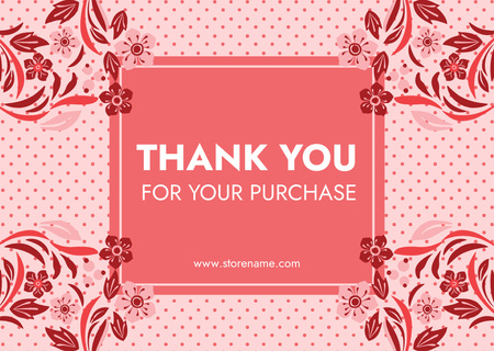 Thank You Message with Frame and Abstract Flowers in Red Card – шаблон для дизайну