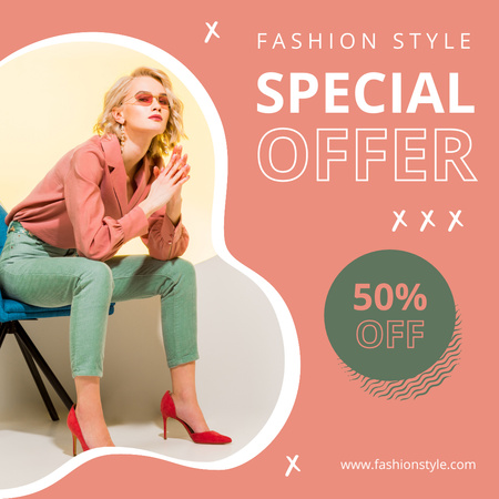 Fashion clothes special offer pink Instagram Design Template