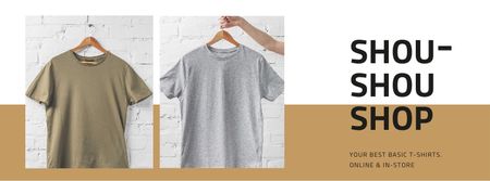 Platilla de diseño Clothes Store Sale Basic T-shirts Facebook cover
