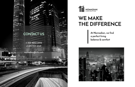 Ontwerpsjabloon van Brochure 11x17in Bi-fold van Skilled Construction Company Ad with Modern Megapolis