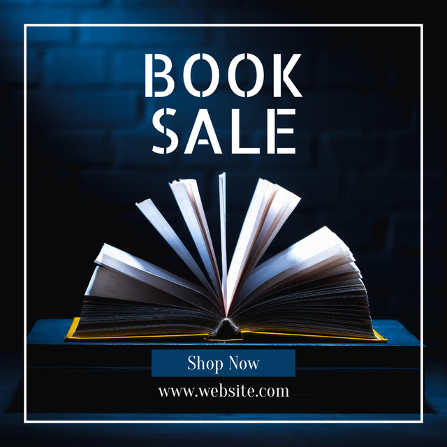 Book Sale Ad on Blue Instagram Design Template