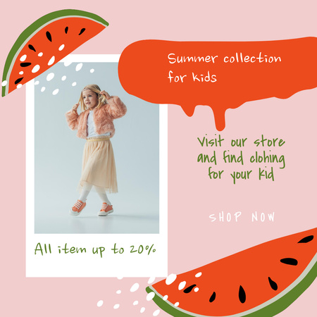 Designvorlage Sommerkollektion für Kinder für Instagram AD