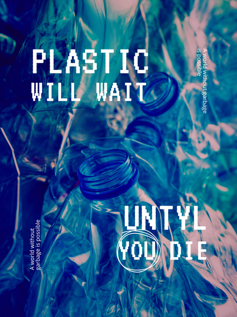 Szablon projektu Eco Lifestyle Motivation with Illustration of Plastic Bottles Poster US