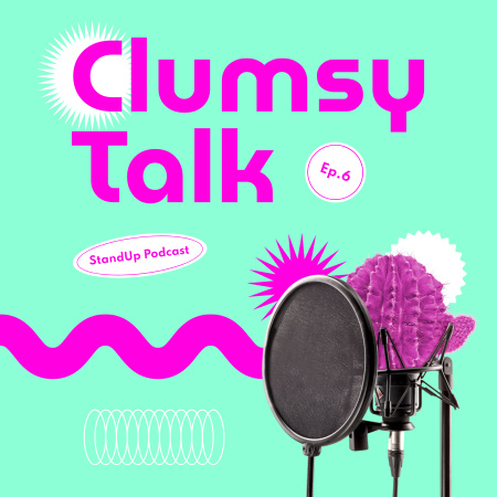 Comedy Podcast Topic Announcement Podcast Cover Πρότυπο σχεδίασης