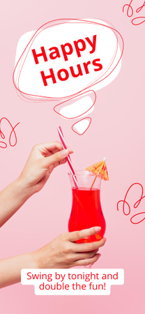 Ontwerpsjabloon van Snapchat Moment Filter van Happy Hours met verfrissende cocktails met een lichte smaak