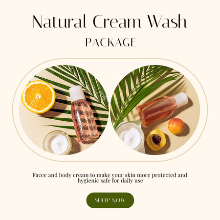 Natural Cream Face Wash Instagramデザインテンプレート