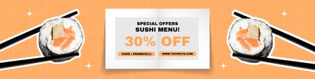 Special Offer of Sushi Menu with Discount Twitter Design Template