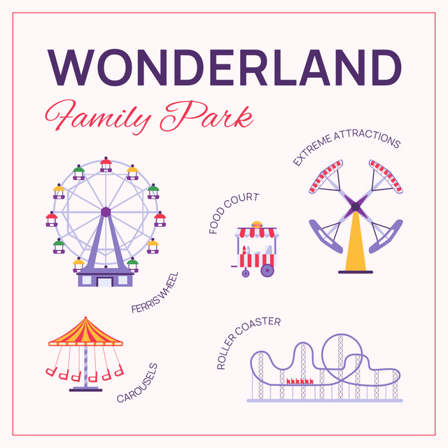 Fun-filled Family Amusement Park With Lot Of Attractions Animated Post Design Template