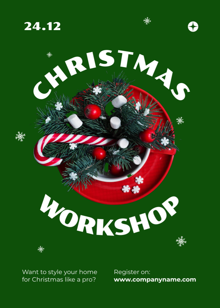 Christmas Workshop Announcement with Festive Decorations Invitation – шаблон для дизайна