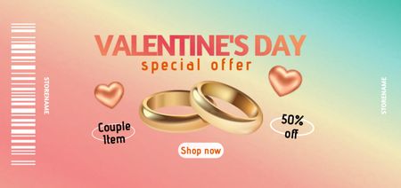 Platilla de diseño Special Offer on Jewelry for Valentine's Day Coupon Din Large
