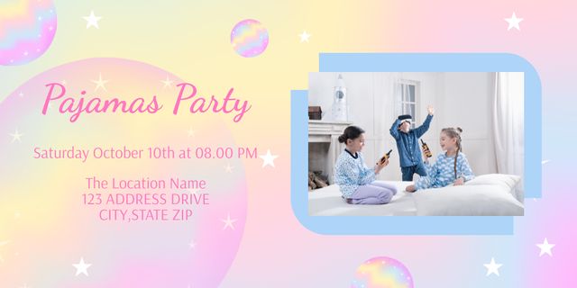 Kids Pajama Party Announcement Twitter Πρότυπο σχεδίασης