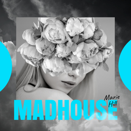 Template di design copertina album, donna con fiori sul viso Album Cover