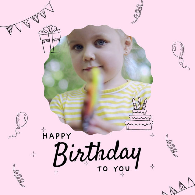Birthday Congrats With Cake And Candy Animated Post Design Template