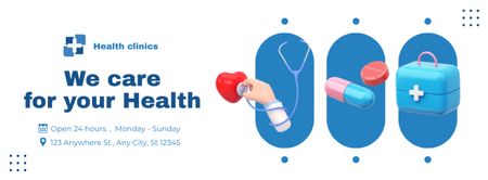 Template di design kit di branding sanitario Facebook cover