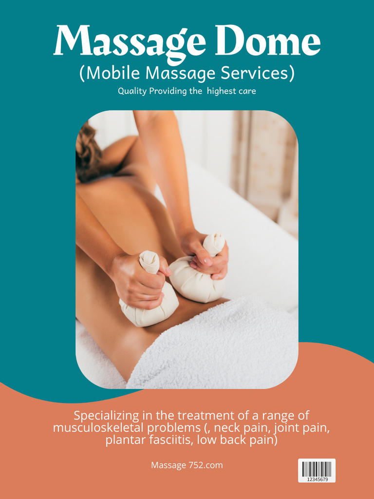 Herbal Compress Massage Offer Poster USデザインテンプレート