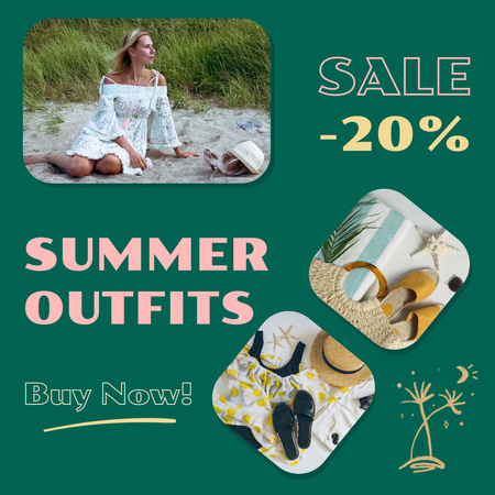 Platilla de diseño Summer Outfits With Hats And Shoes Sale Offer Animated Post