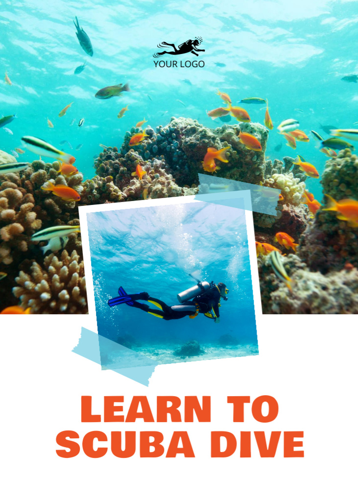 Plantilla de diseño de Scuba Diving Learning Offer Postcard 5x7in Vertical 