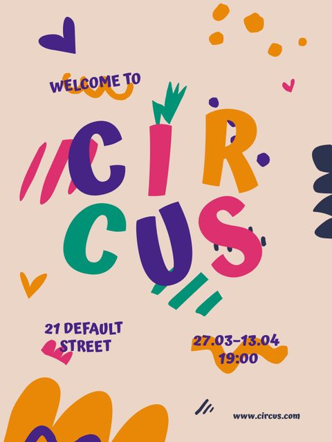 Circus Show Announcement with Colorful Illustration Poster US tervezősablon