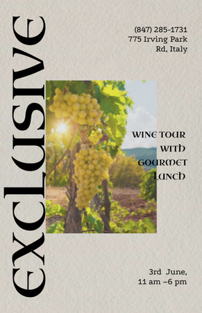 Exclusive Wine Tasting Tour With Lunch Invitation 5.5x8.5in Design Template