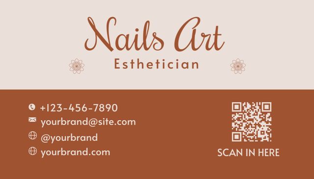 Plantilla de diseño de Beauty Salon Ad with Manicurist Applying Nail Polish Business Card US 