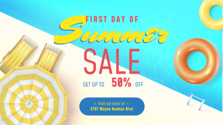 Summer Sale Umbrella by Swimming pool FB event cover Design Template