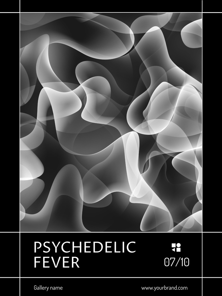 Psychedelic Fever Art Exhibition Ad Poster US Modelo de Design