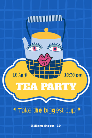 Funny Tea Party Invitation 6x9in Design Template