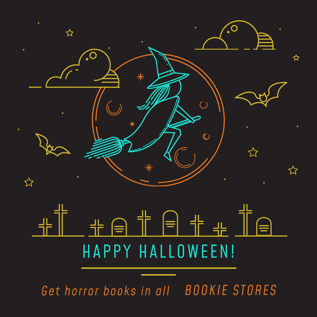 Template di design Halloween holiday offer with Witch flying Instagram AD