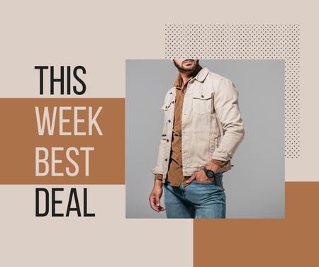 Fashion Clothes Sale Ad with Man Facebook Design Template
