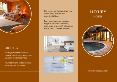 Template di design hotel di lusso con piscina Brochure Din Large Z-fold